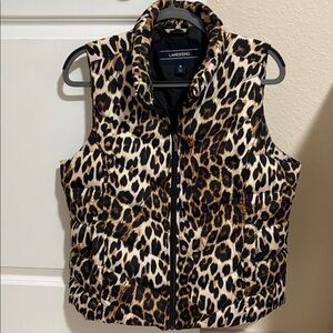 Lands’ End Animal Print Down Puffer Vest Size Medium 10-12